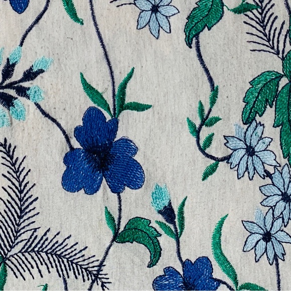 Anthropologie Meadow Rue Tank S Cartagena Boho Embroidered Floral Top Blue Green - Picture 6 of 11